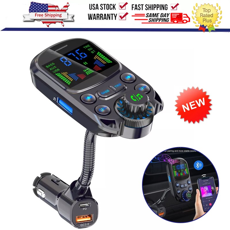 Wireless In-Car Bluetooth FM Transmitter MP3 Radio Adapter Car Kit USB Charger