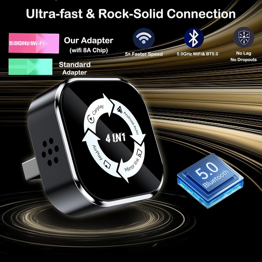 2026 Plug & Play Wireless CarPlay/Android Auto Adapter - Airplay Mirror Link