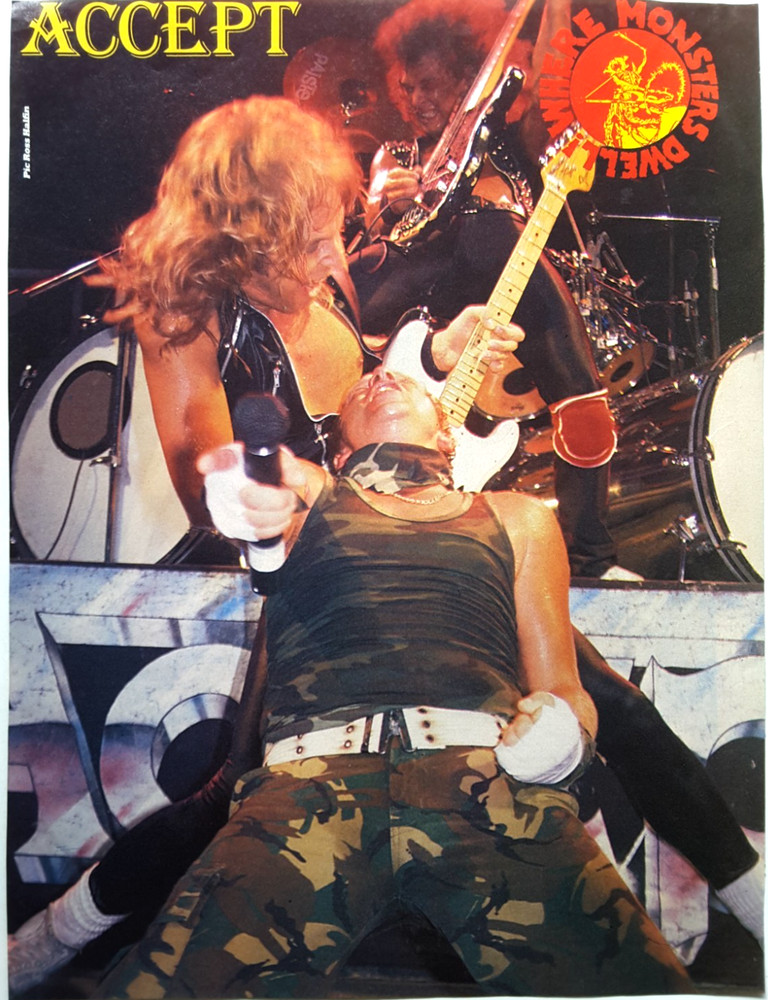 ACCEPT WOLF HOFFMAN UDO DIRKSCHNEIDER LIVE 1980'S MAGAZINE PINUP POSTER CLIPPING