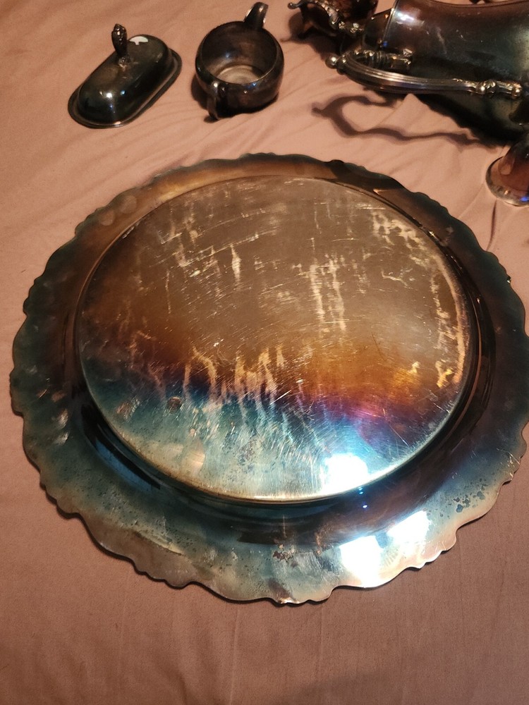 Vintage Set of Eight Georgian Style Oneida Tea Set Silver Plate With Timer