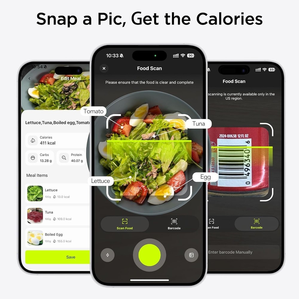 AI-Powered Smart Kitchen Scale - 22lb Capacity for Macro Tracking & Weight Loss