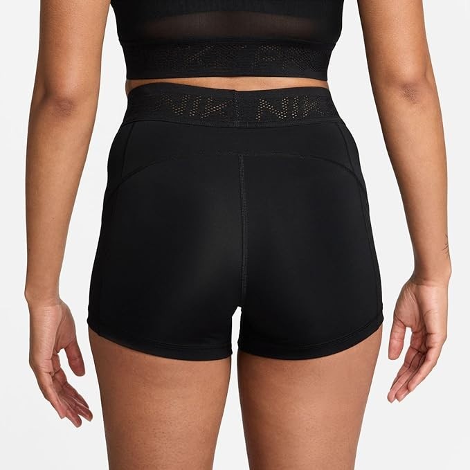 NEW Women's Nike Pro Mid Rise 3" Mesh Paneled Shorts Black Size Medium MSRP $40