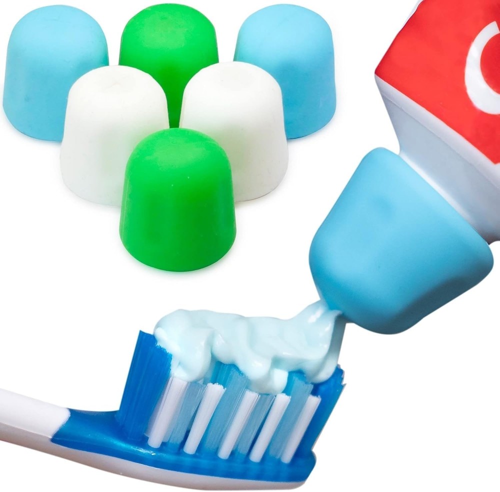 6Pk Silicone Toothpaste Cap Reusable Self Closing Toothpaste Squeezer Dispenser