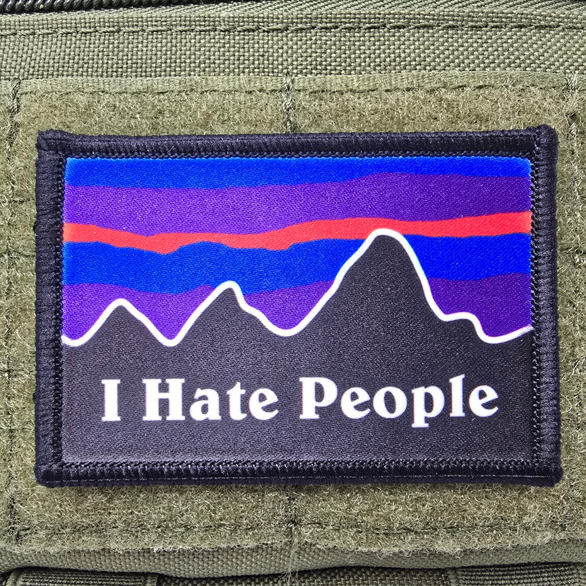 I Hate People Morale Patch Tactical Military Army USA Flag Hook & Loop 001