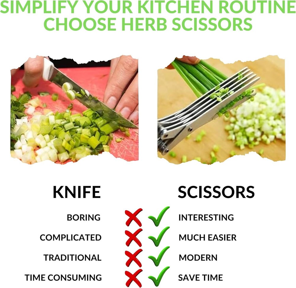 Stainless Steel 5 Blade Professional Shredding Scissors Sharp Herb Kitchen Tool