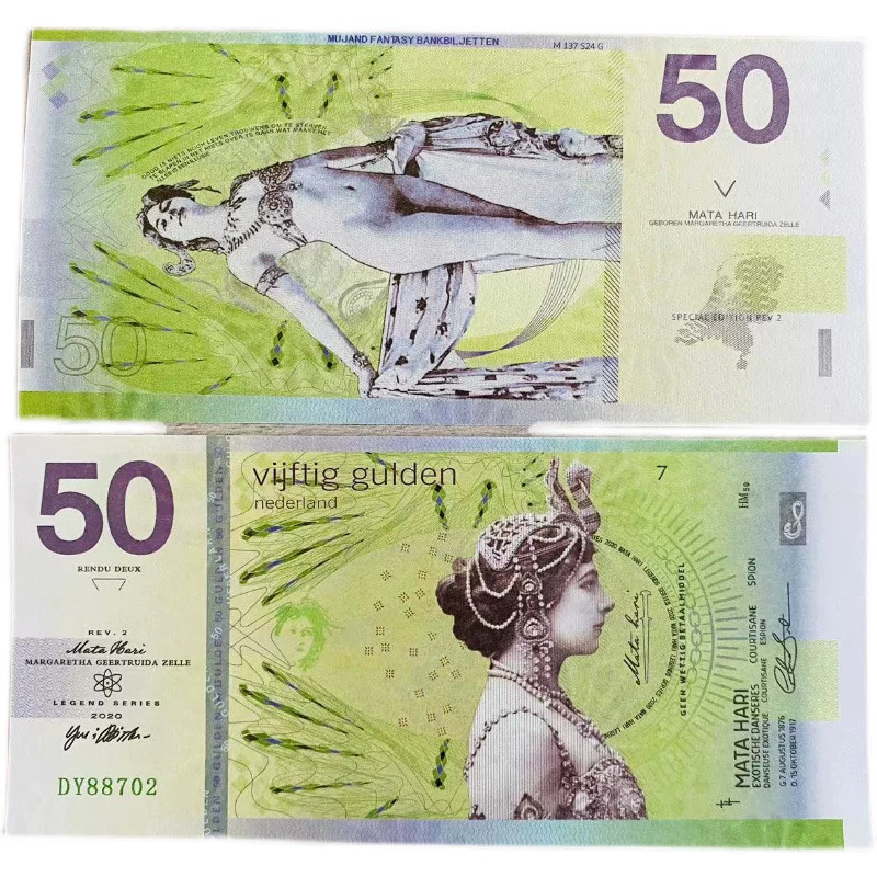 Netherlands, 5Pc, 50 Notes, Private Issue Polymer, Mata Hari, UNC, Free Shipping