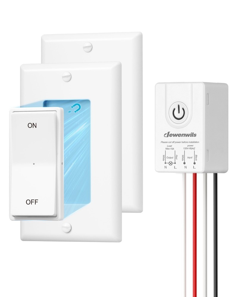 DEWENWILS No Wiring Light Switch & Receiver, 2 Transmitter, 100FT RF Remote