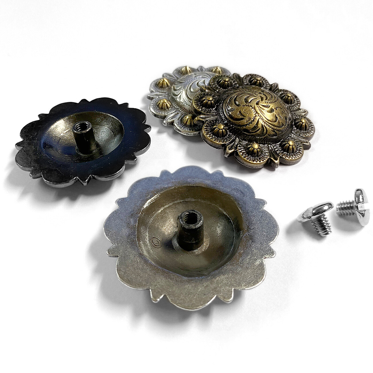 WESTERN SADDLE HORSE TACK ENGRAVED BERRY CONCHOS screw back Multi size