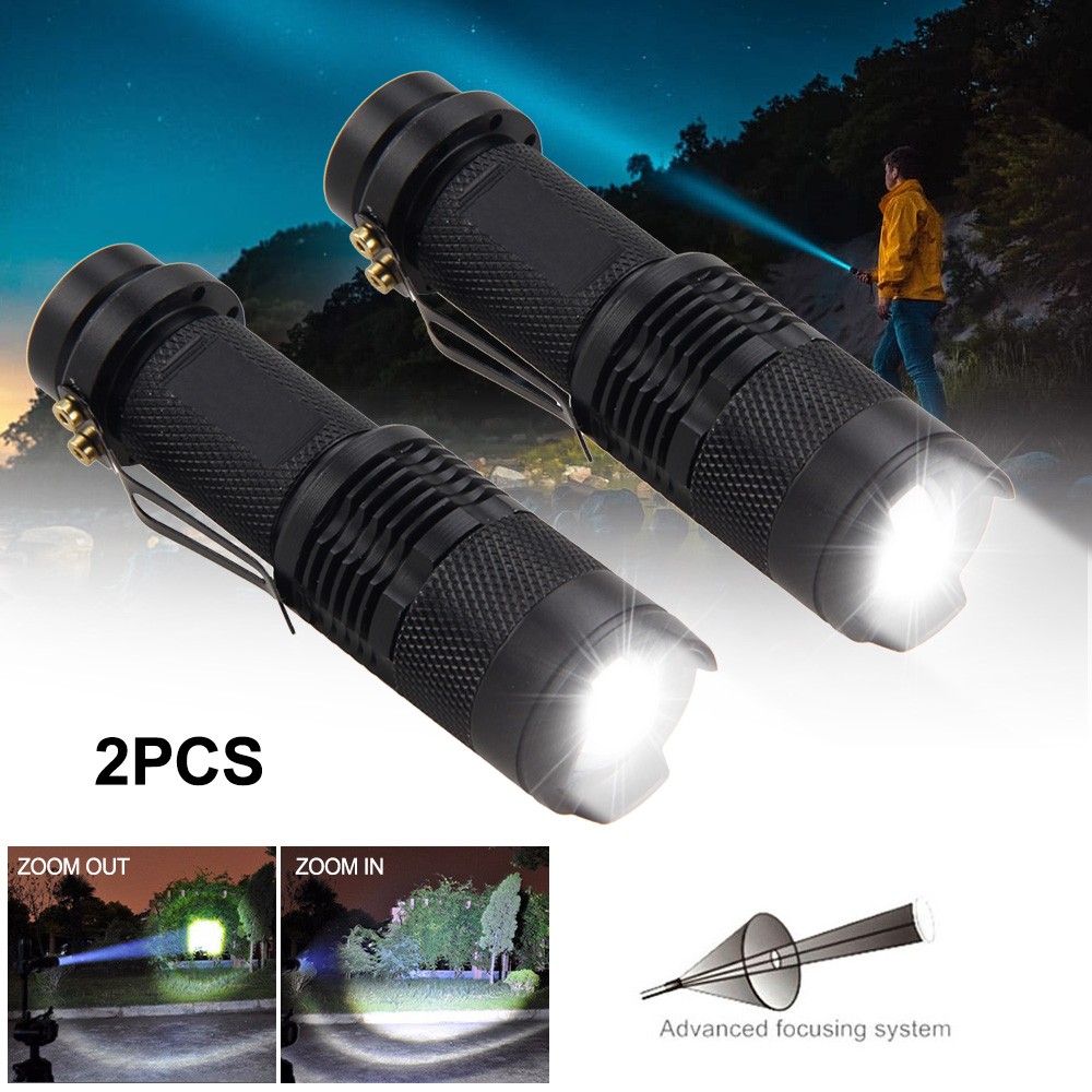 2Pack White Led Flashlight Powerful 3 Mode White Light Torch For Astronomy