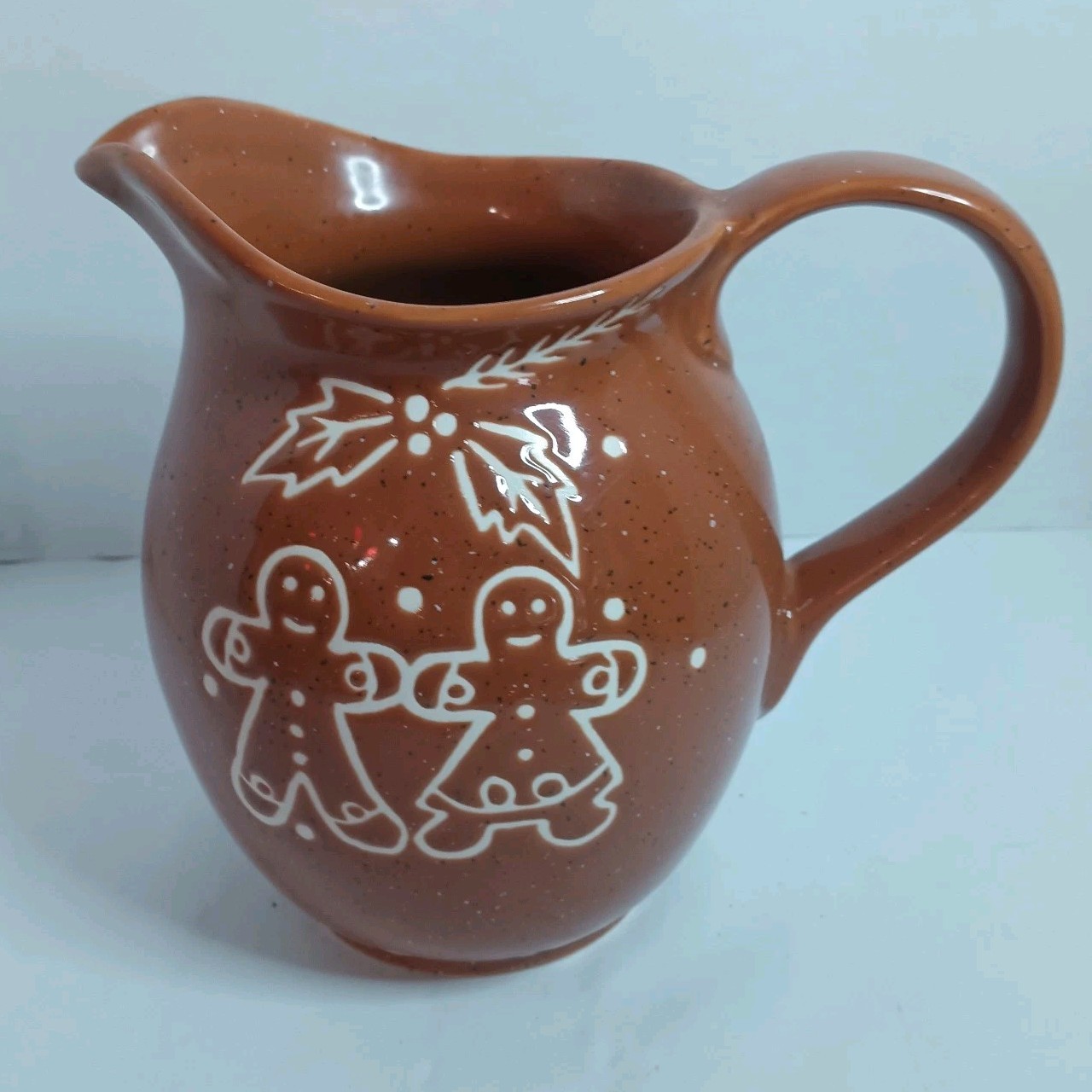 Cook's Bazaar Gourmet Collection Gingerbread Boy, Girl Speckled Glazed Pitcher