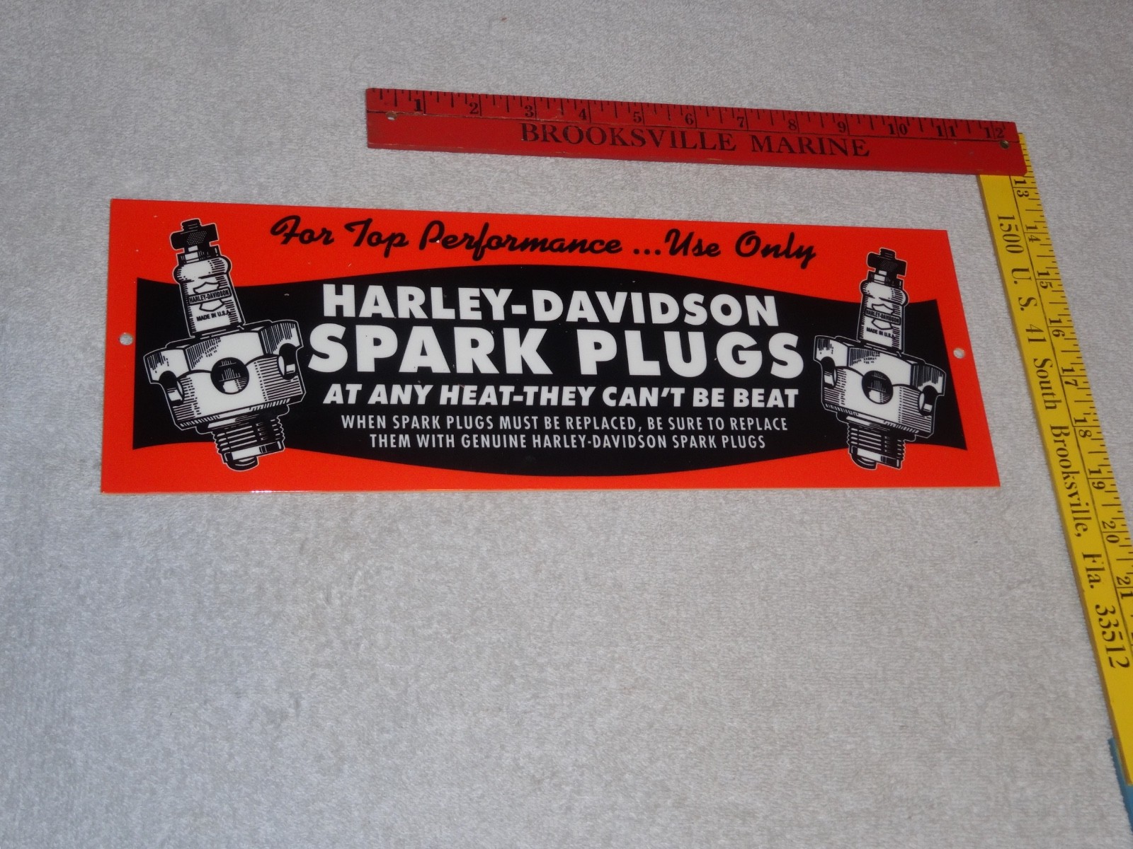 VINTAGE HARLEY DAVIDSON MOTORCYCLE SPARK PLUG PORCELAIN METAL GASOLINE OIL SIGN!