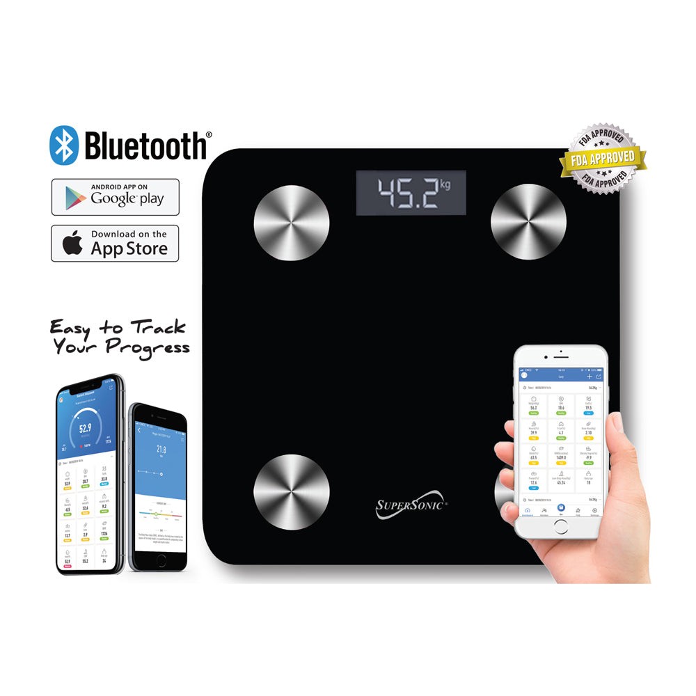 Bluetooth Smart Scale Body Composition Analyzer w App & LED Display (SC-851BTS)