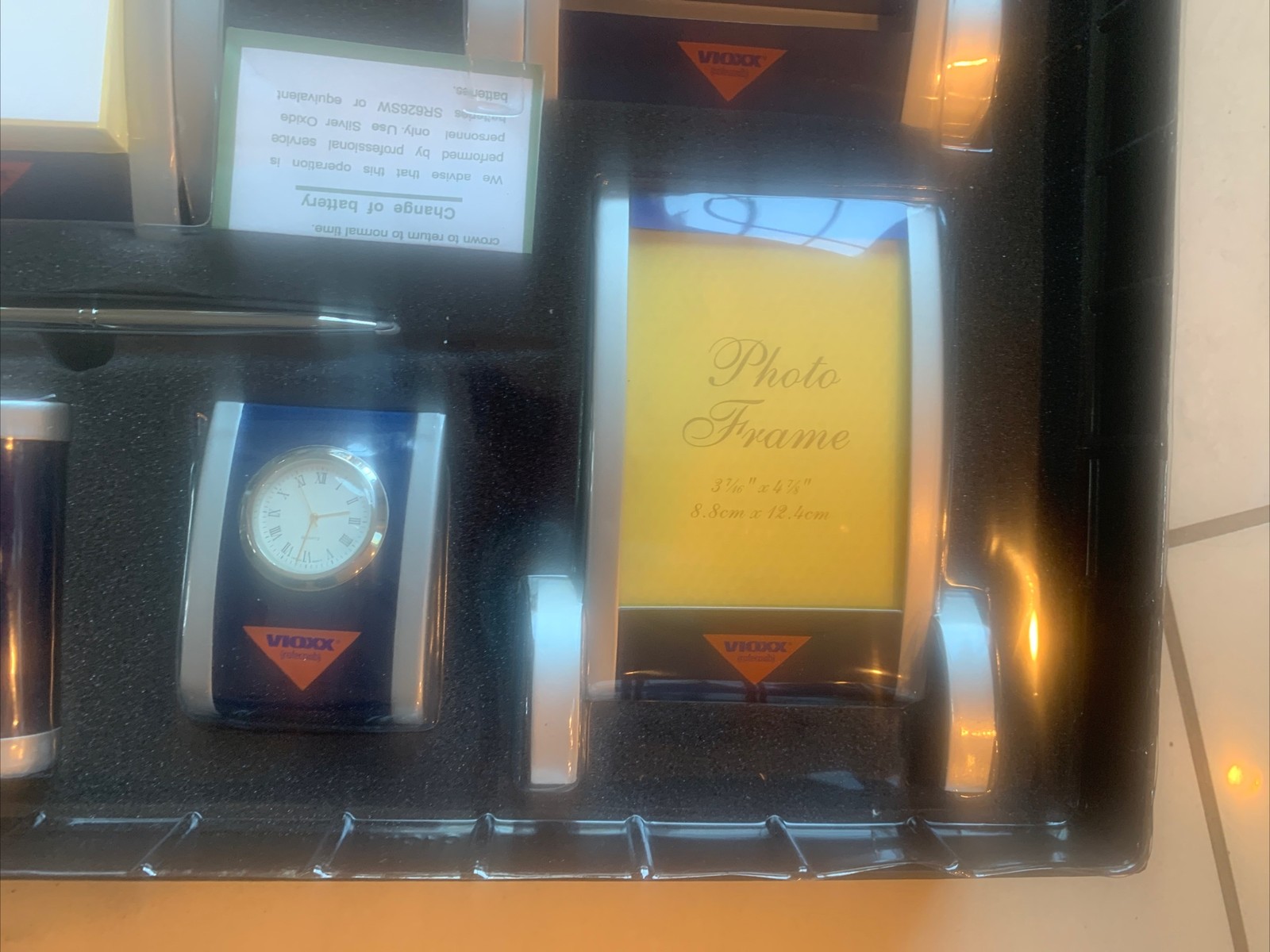 Desk Set 5 Piece pharmaceutical drug rep Vioxx New In Case Clock, Photo Etc