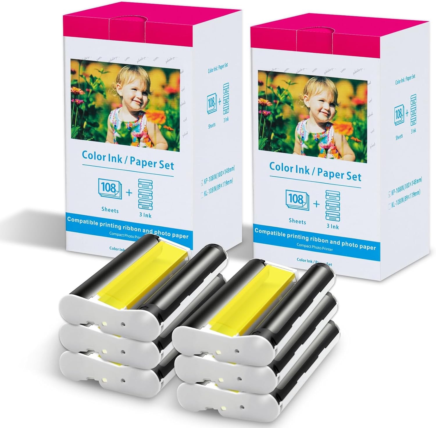 Canon Selphy CP1500 CP1300 CP1200 4x6 108 sheet Color Ink Paper Set KP-108IN lot