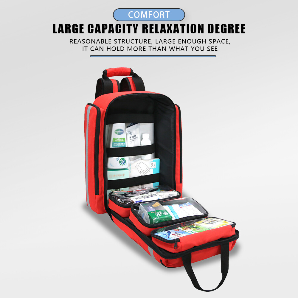 First Aid Bag Emergency Backpack Large Capacity Sorted Storage Survival