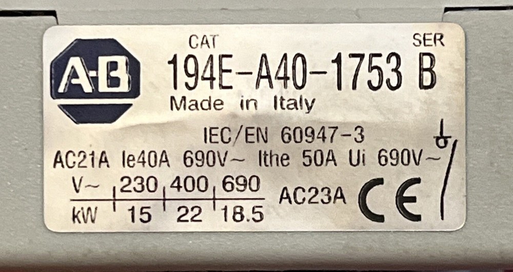 AB 194E-A40-1753 Ser. B Disconnect Switch