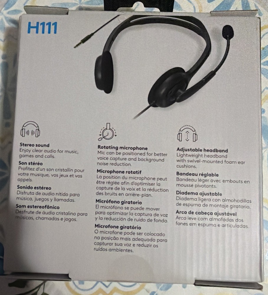 Logitech H111 Stereo Headset 3.5mm Multi-Device Headset Black - Sealed Box