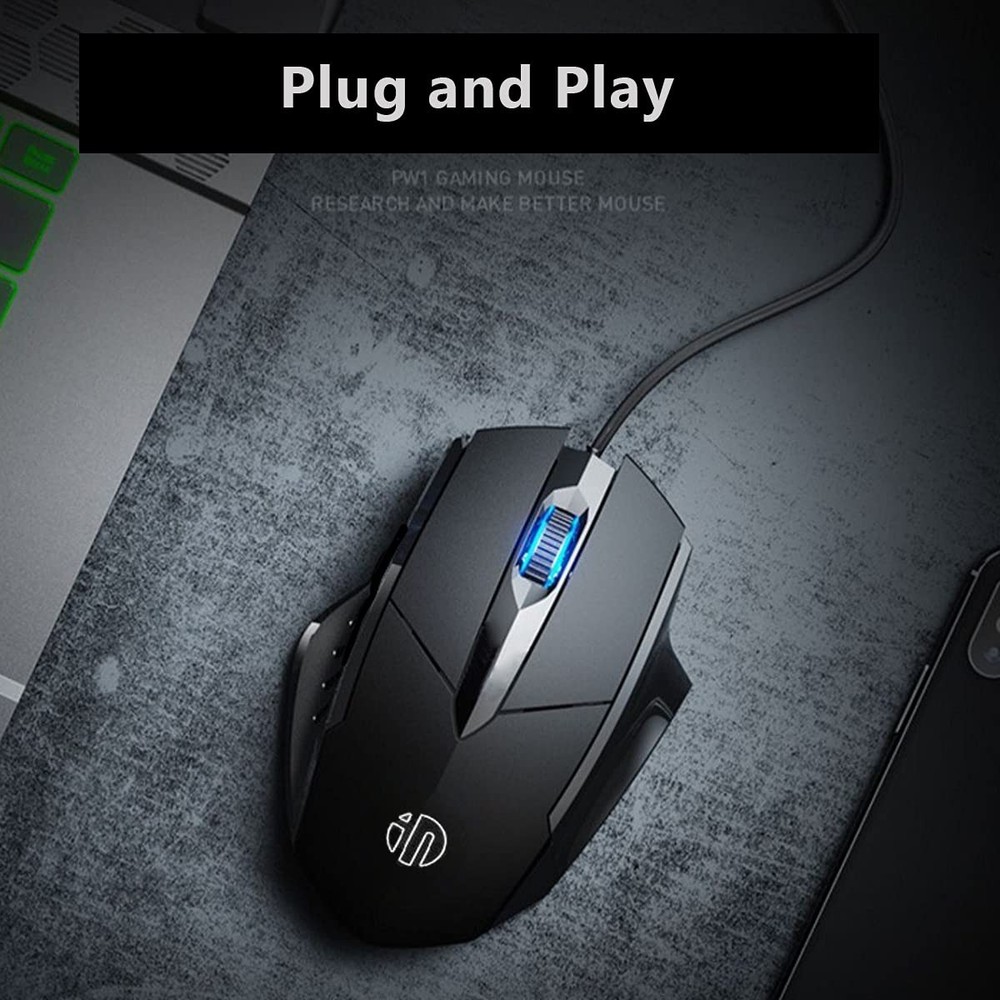 Censprin USB Computer Mouse Wired, Silent Click Corded Mouse 3-Button Wired Opti