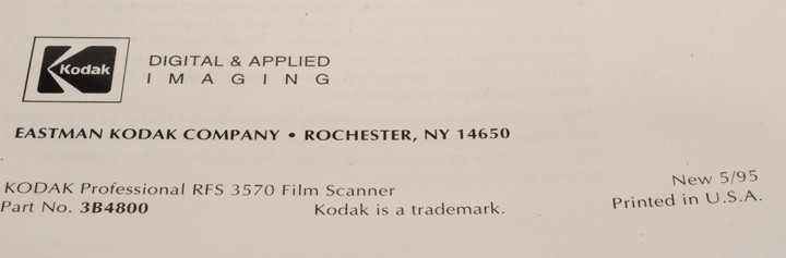 KODAK RFS 3570 SCANNER MANUAL & REFERENCE ITEMS