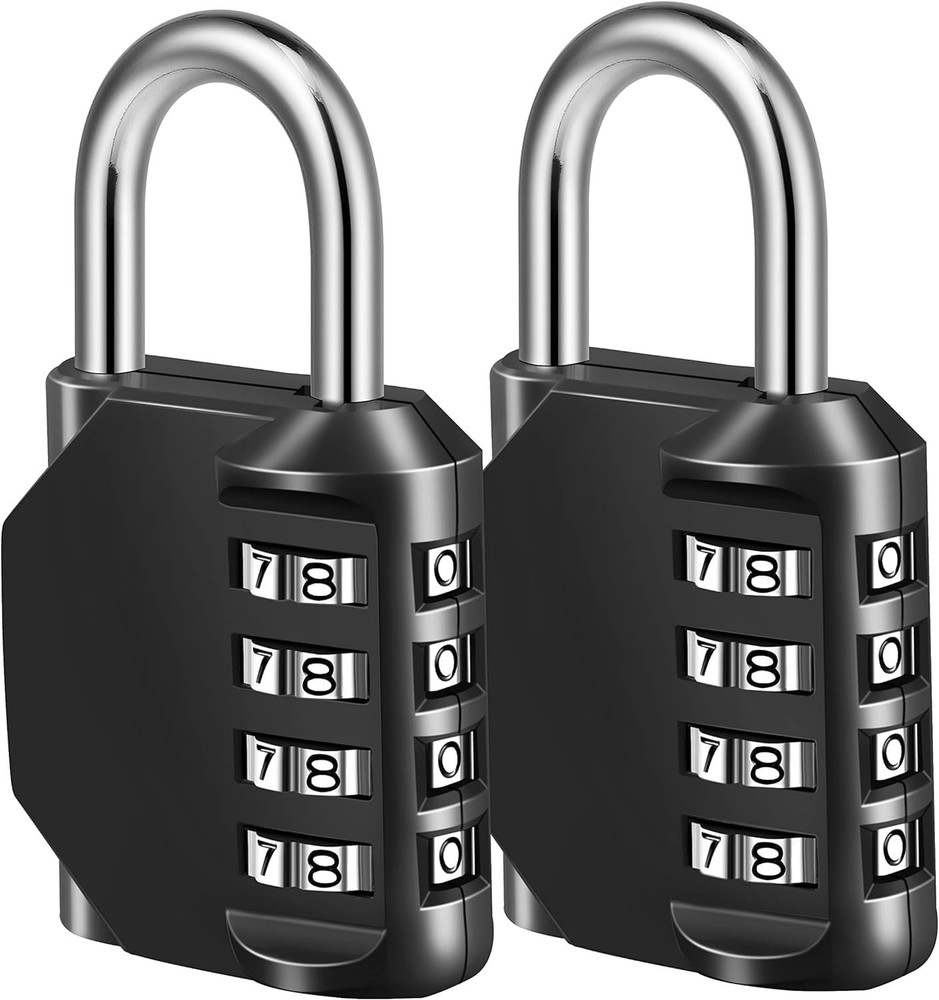 4-Digit Combination Lock - Resettable Security Padlock, 2-Pack for Gym & Locker