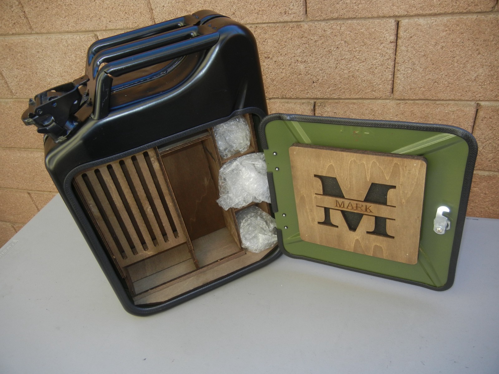 Handmade Jerry Can Mini Bar Personalized ('Mark') Liquor Cabinet Gift, NEW-OTHER