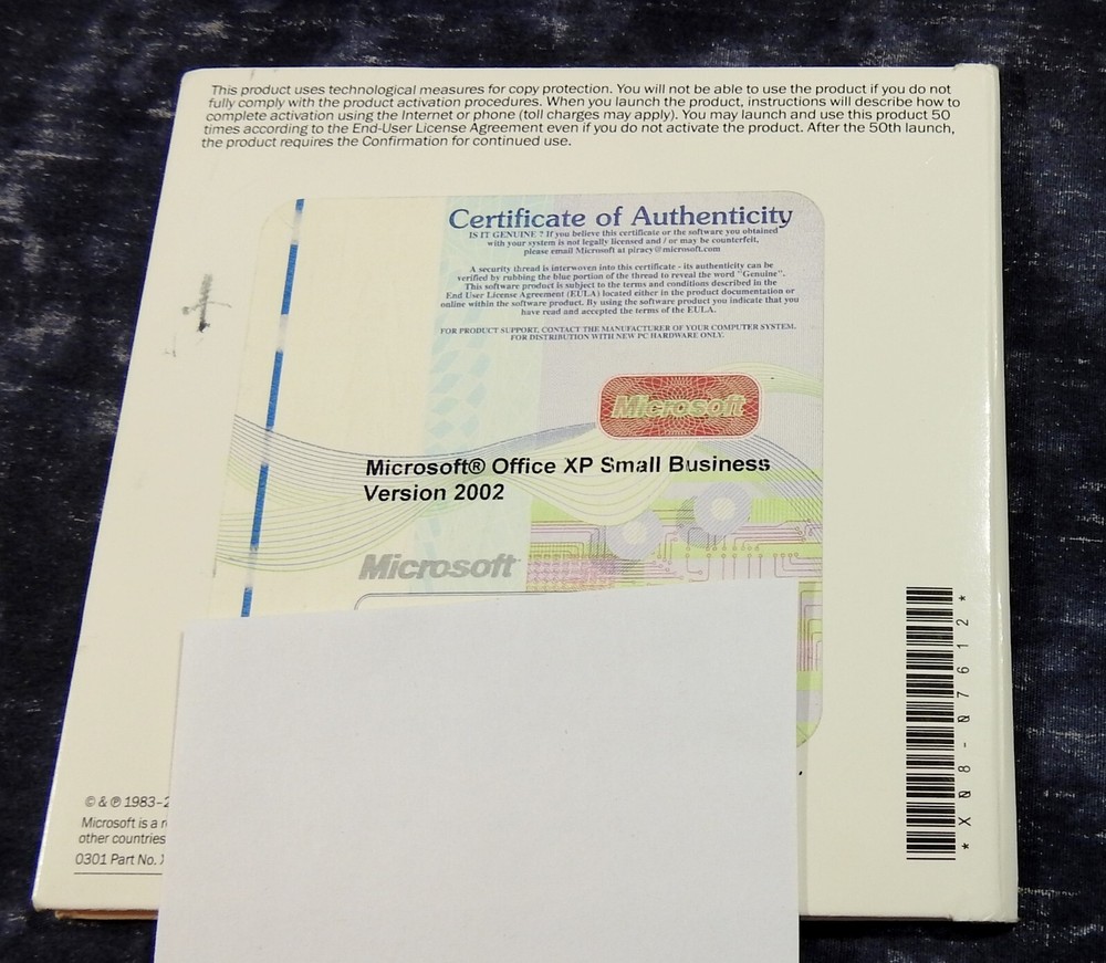 Microsoft Office XP Professional 2002 Small Business Version With COA, Two CDs
