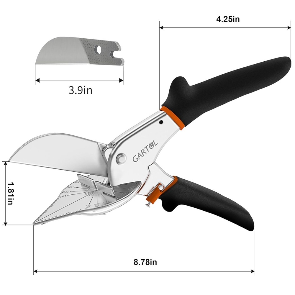 Adjustable Angle Miter Shears with Spare Blades