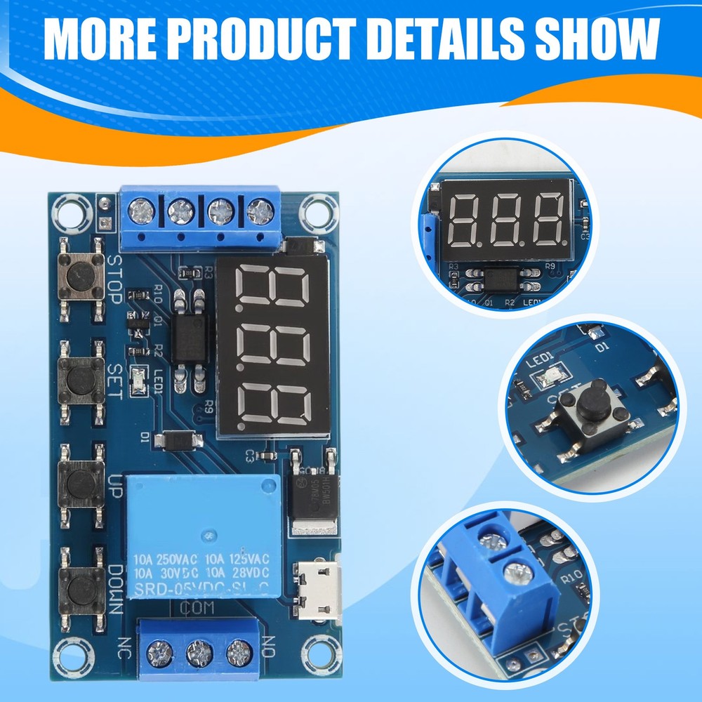 DC 6-30V Support Micro-USB 5V LED Display Automation Cycle Delay Timer8368