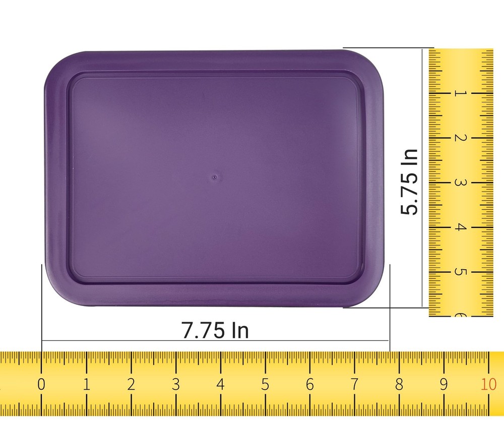 Replacement Lids for Pyrex 7210-PC 3-Cup Rectangle Purple 5.75x7.75" 4-Pack