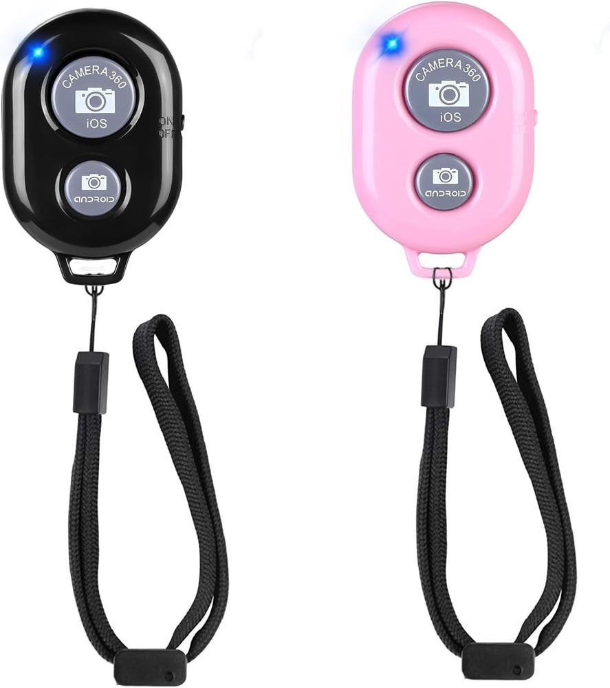 Universal Bluetooth Remote Shutter for Smartphones - Stylish Black & Pink
