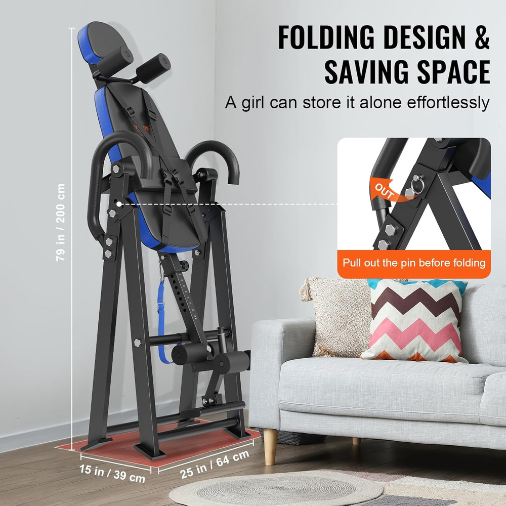 VEVOR Inversion Table, 300Lbs Capacity Heavy Duty Inversion Table, Decompression