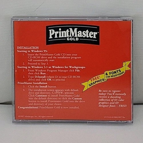 PrintMaster Gold Deluxe 4.0 Program CD