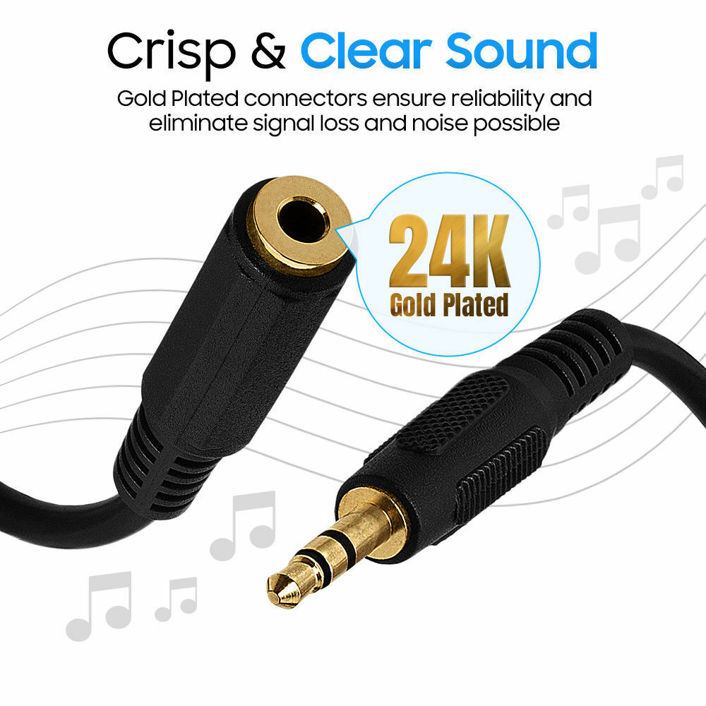 3.5mm Audio Extension Cable Cord Stereo Headphone Male to Female Car MP3 AUX LOT