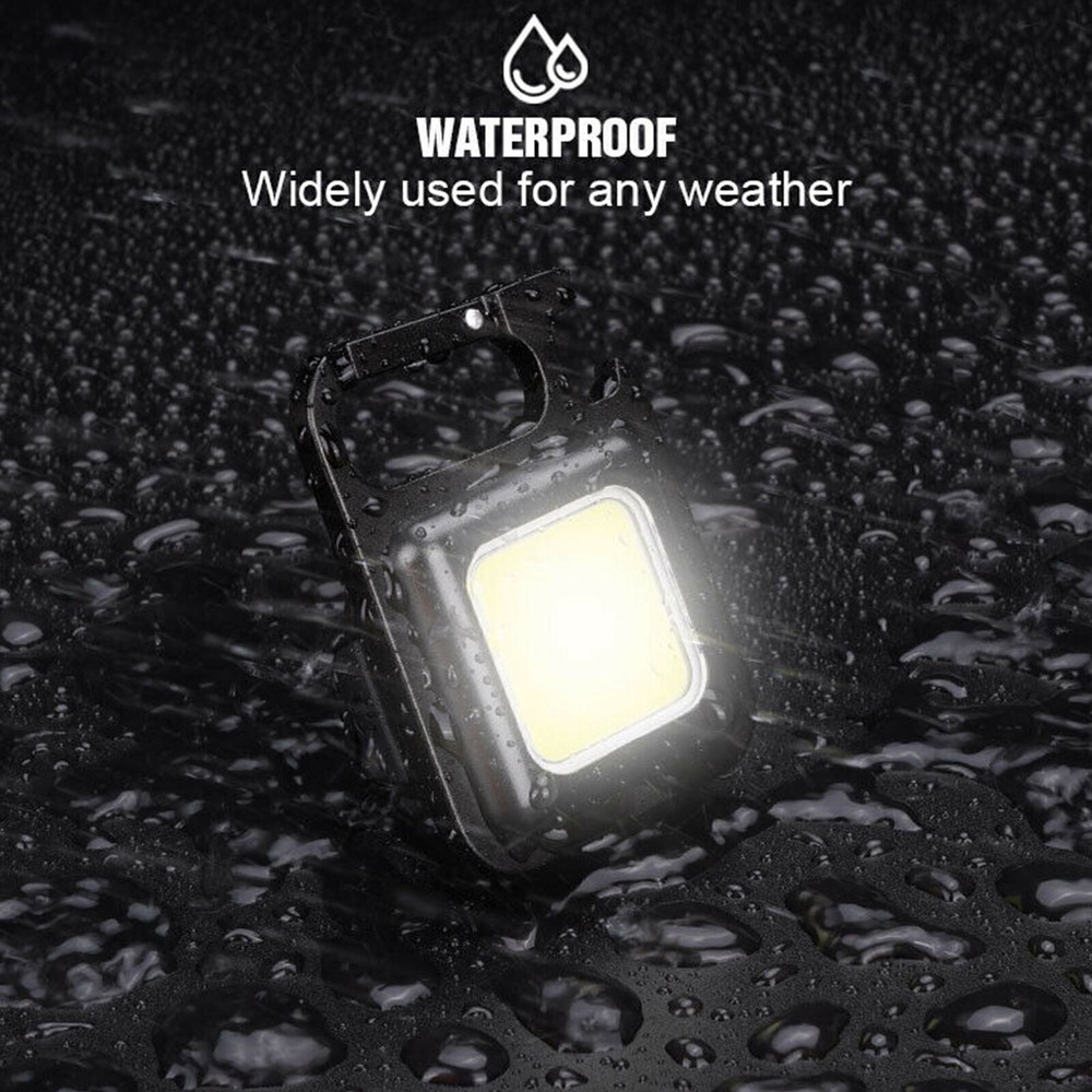 COB Mini Flashlight Portable Keychain LED Work Light USB Rechargeable Waterproof