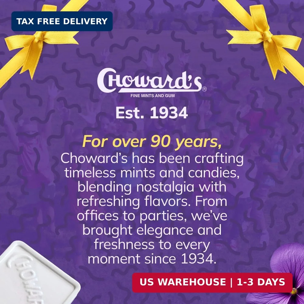 Choward's Violet Mints Candy | Bold Aromatic Flavor 6 Pack 15 Mints Per Package