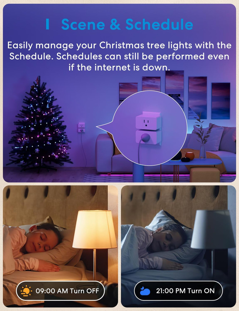 Meross Smart Plug Mini 15A WiFi Apple HomeKit Alexa Google Timer 4 Pack