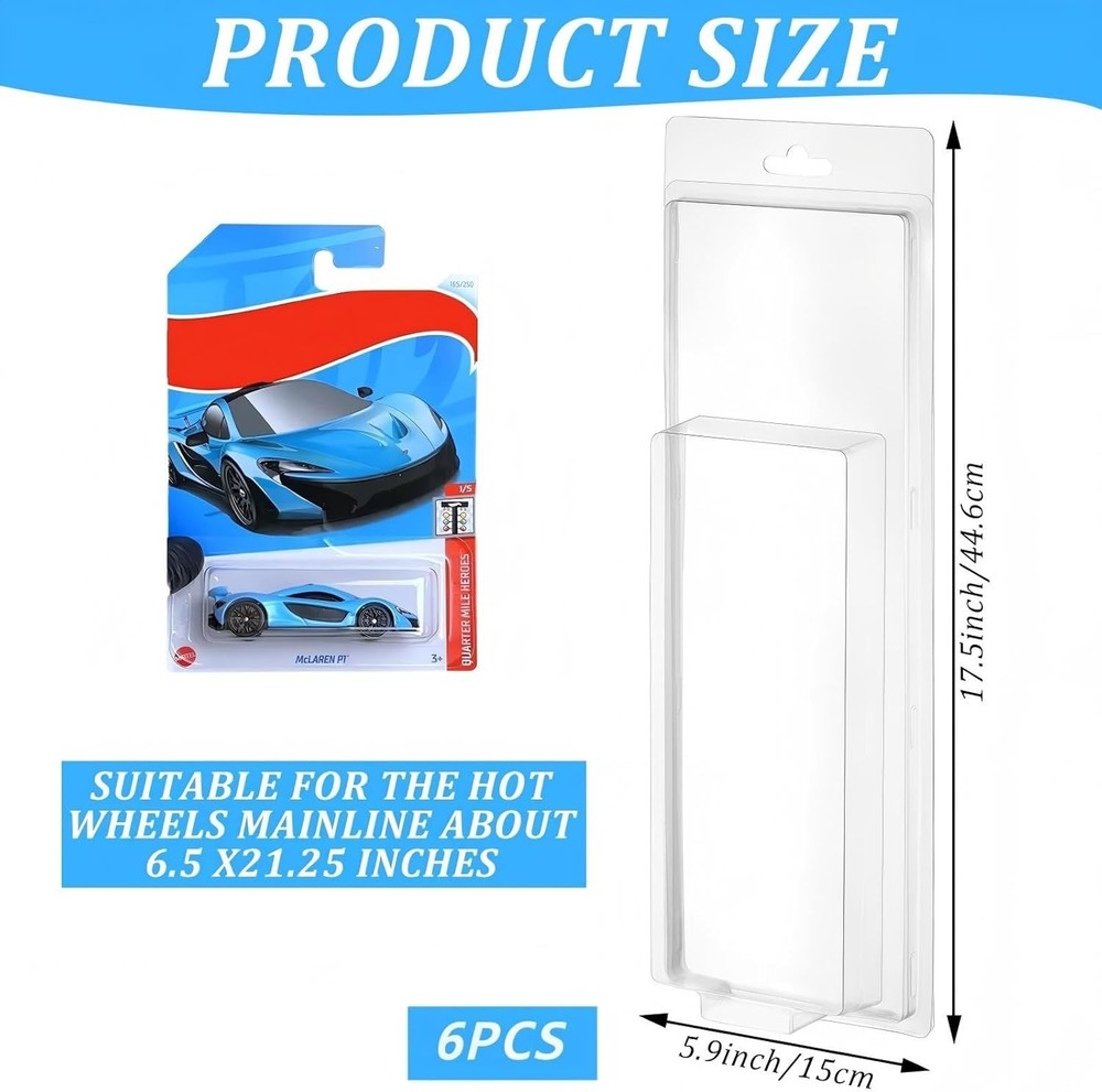 6 Pack 5 Separate Car Protector Case for Hot Wheels Mainline,Protector Packs