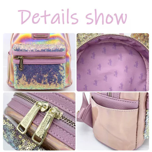 Minnie Mouse Loungefly Sequin Backpack Women Girls Shoulder Bag Handbag Disney