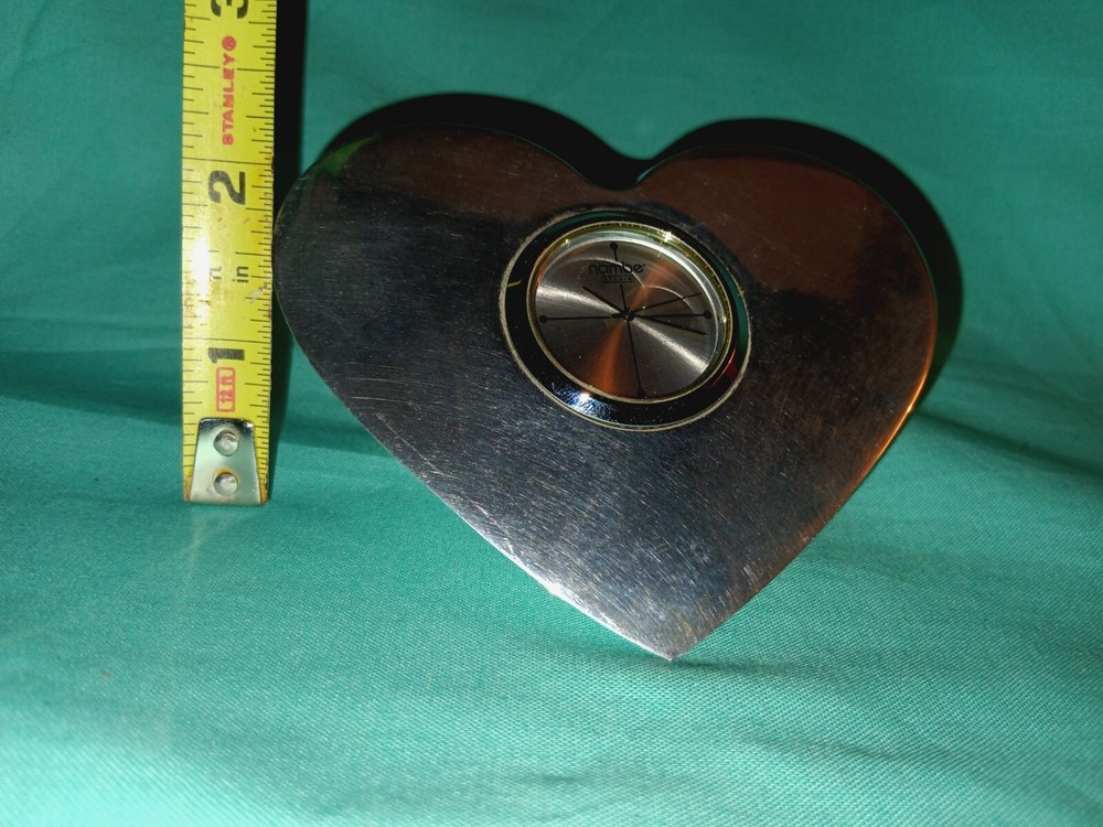 Nambe heart-shaped "Studio" clock
