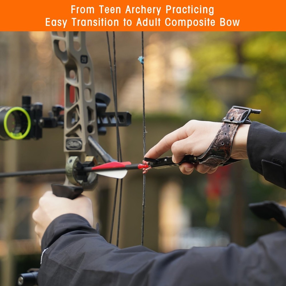 Archery Compound Bow Release Aids Trigger 360° Adjustable Wristband Release A...