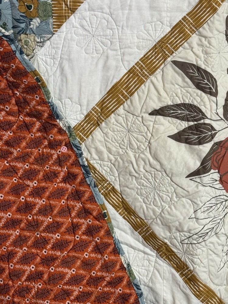 Handmade Floral Quilt 56x64 Throw Blanket Boho Autumn Patchwork