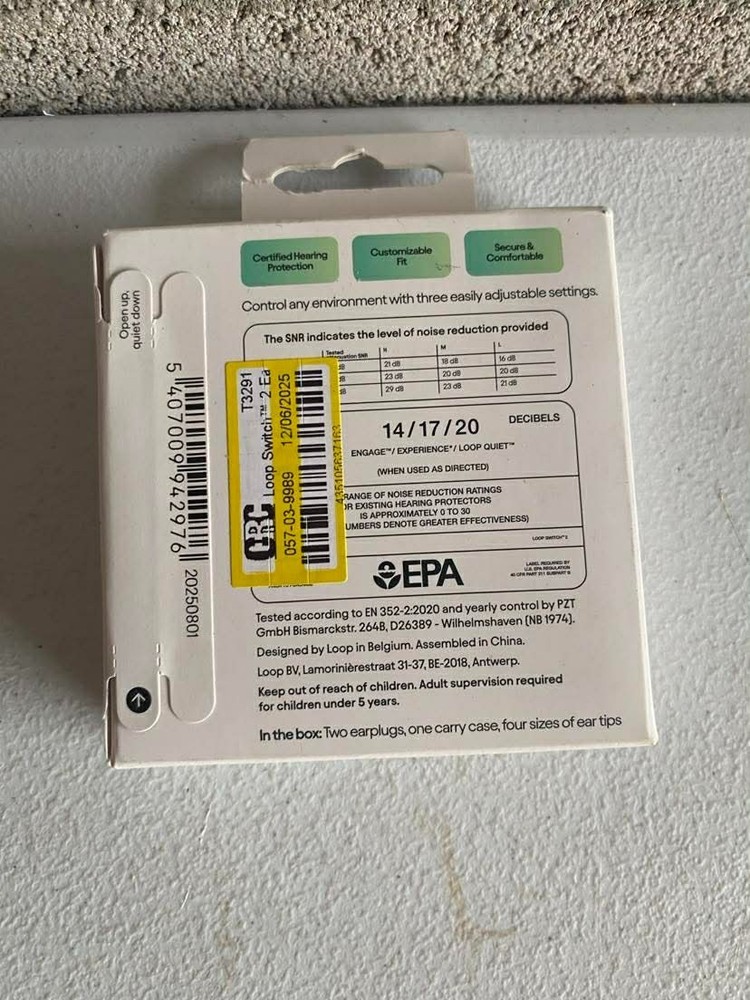 Loop Switch 2 Earplugs for Adjustable Volume Control and Instant Noise Relief -