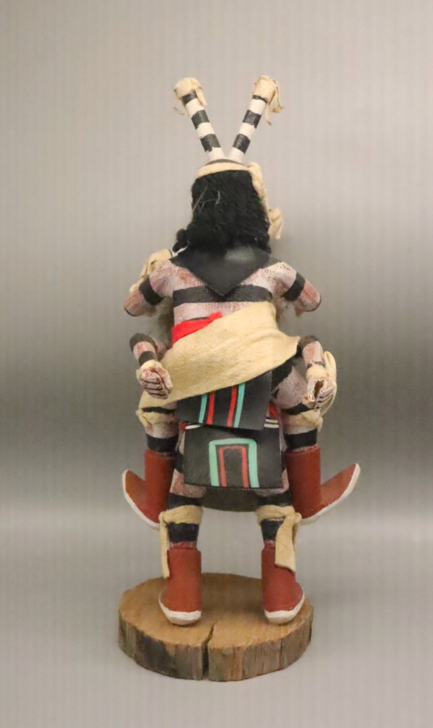 Signed Padilla Hopi Koshare Sacred Clowns Kachina Doll Carved Wood 8in Folk Art