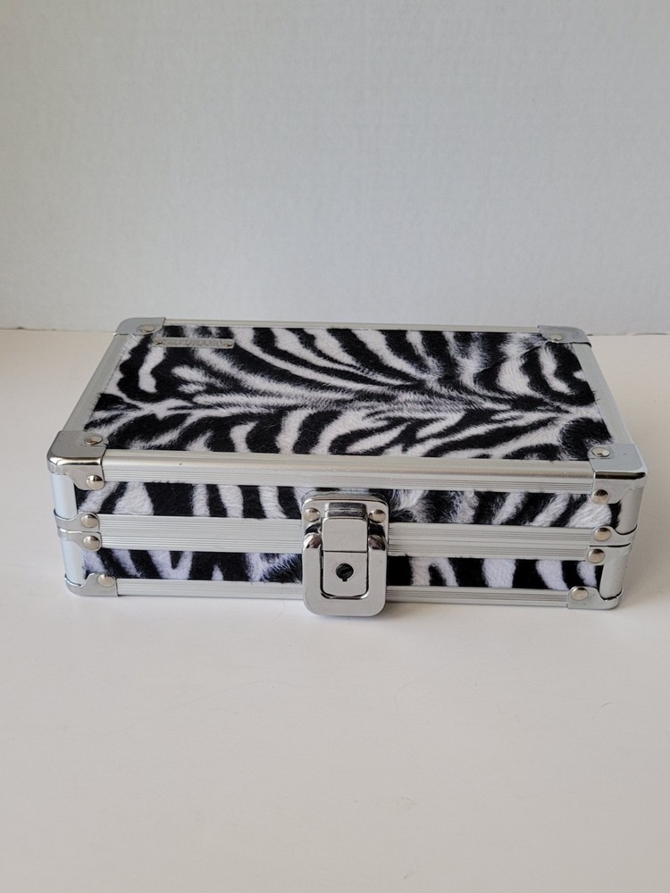 Zebra Print Silver Lock Box with Key