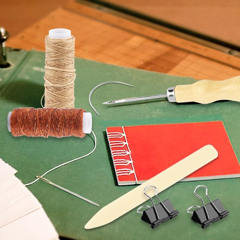 39pcs Book Binding Kits for Beginners,Hand Bookbinding Tools Kit with Bone Fo...