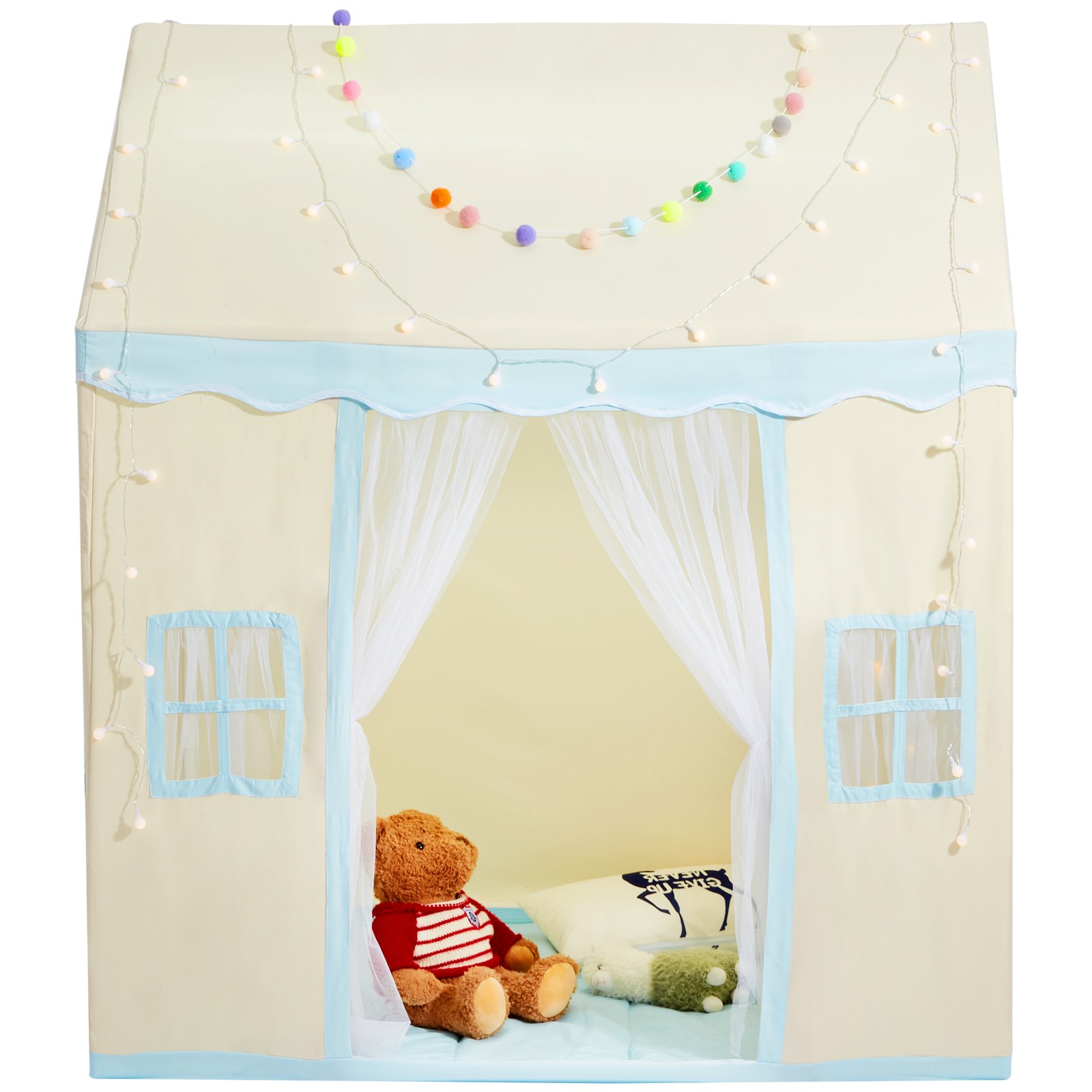 Kids Play Tent Kids Tent for 1-5 Years Old Toddler Tent with Mat and Lamp