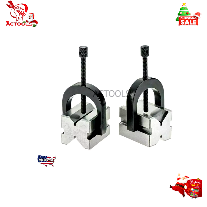Precision Engineers All Steel Vee Blocks Clamp Set V Block Matched Pair ACTOOLS