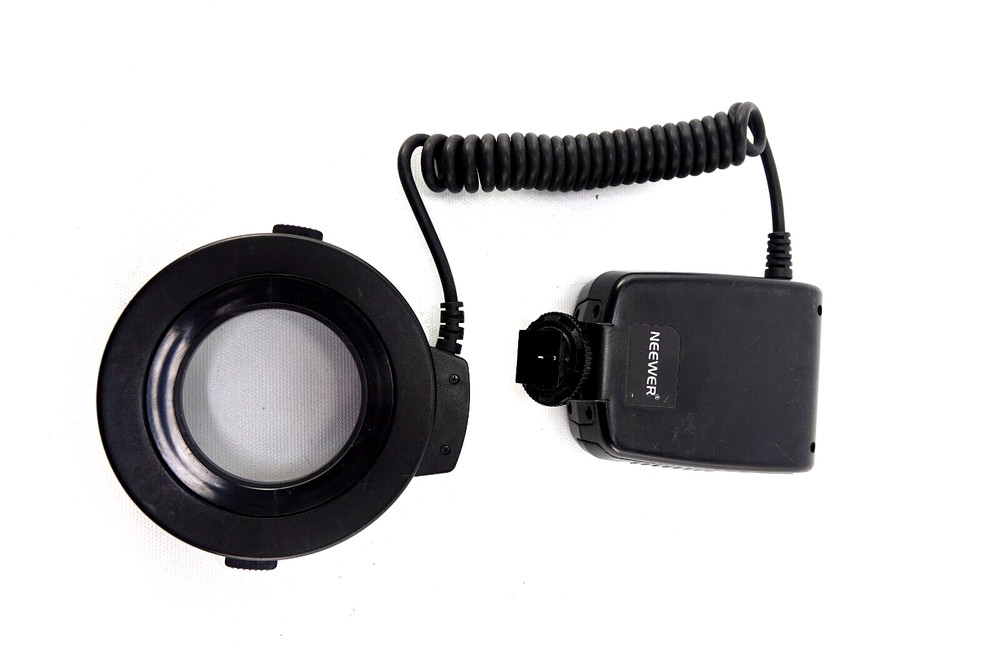 48LED Macro Flash Light with LCD Display Power Control Adapter Rings Diffuser