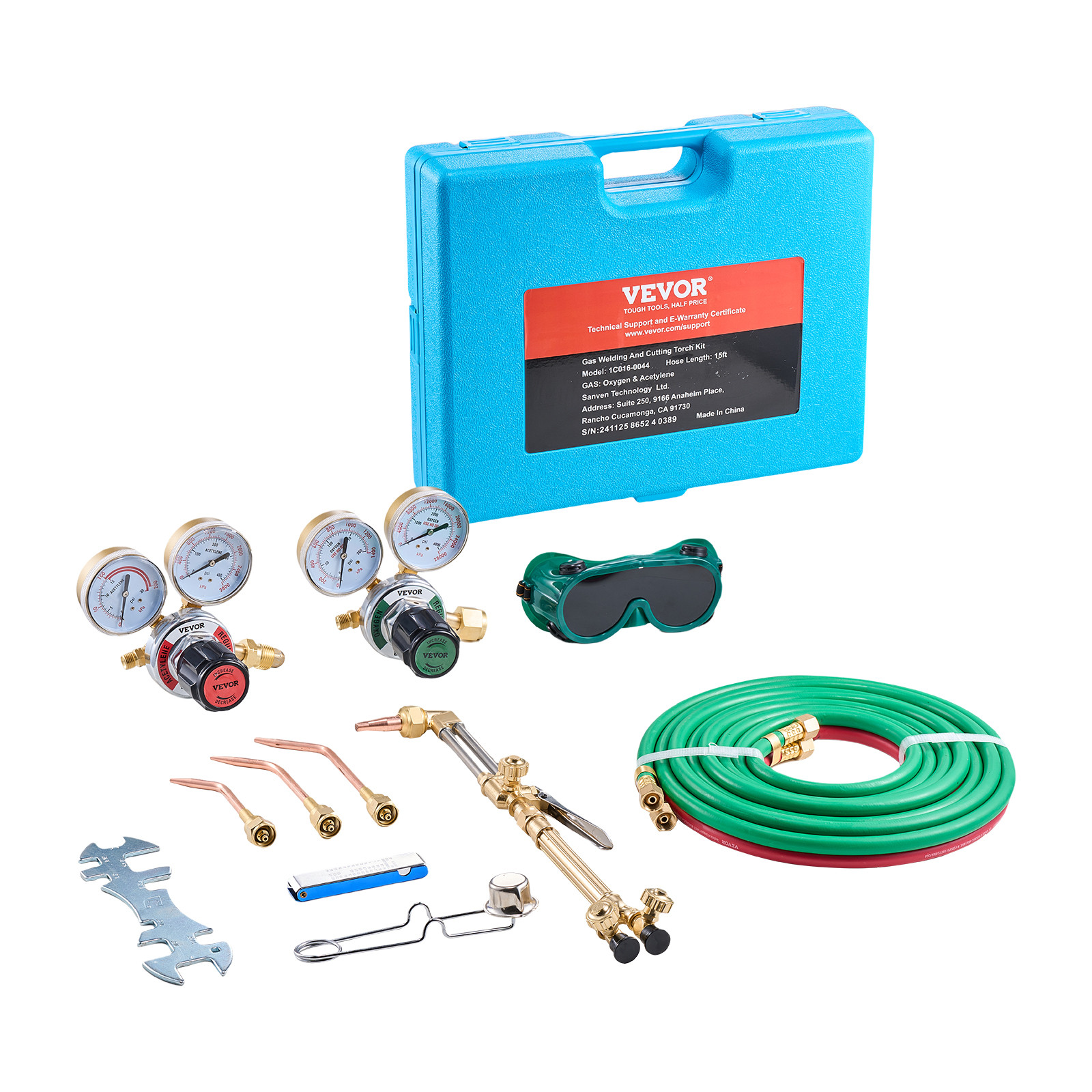 VEVOR Oxygen Acetylene Torch Kit 14PCS Gas Welding Cutting & Portable Case Hose
