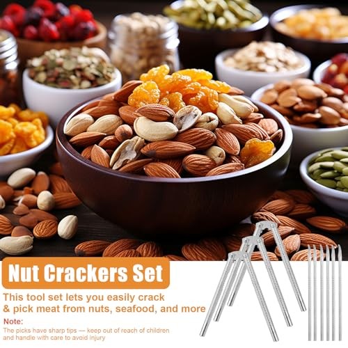 9 Pcs Nut Cracker Tool Crab Crackers and Tools with 3 Nutcrackers and 6 Picks